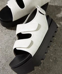 4th & Reckless Hugo Slide - White Croc PU New & Most Loved