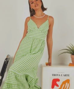 Peppermayo Exclusive Edie Maxi Dress - Green Gingham New & Most Loved