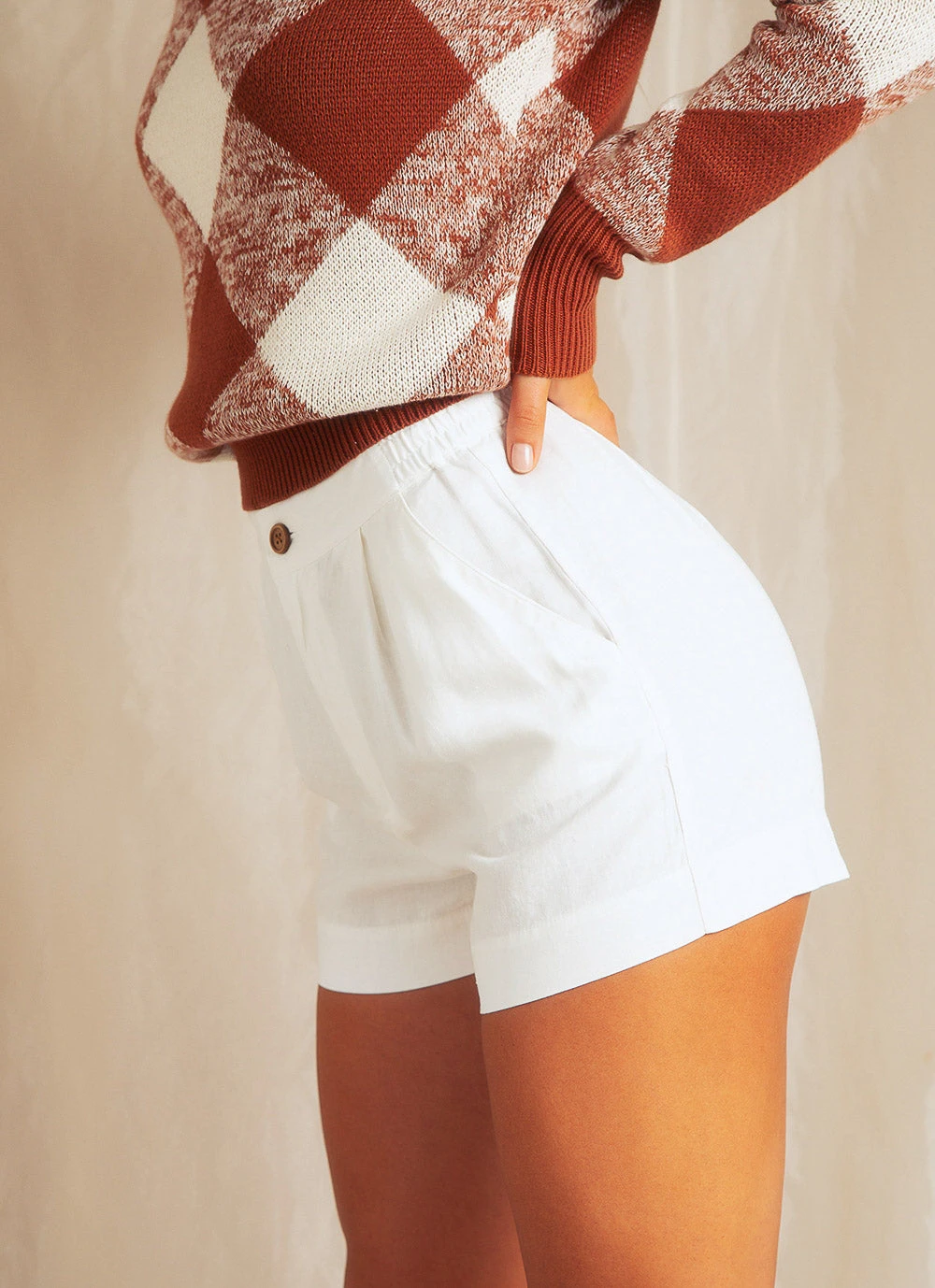 Afends Jen Hemp Ruched Short - White 2 Afends Jen Hemp Ruched Short - White