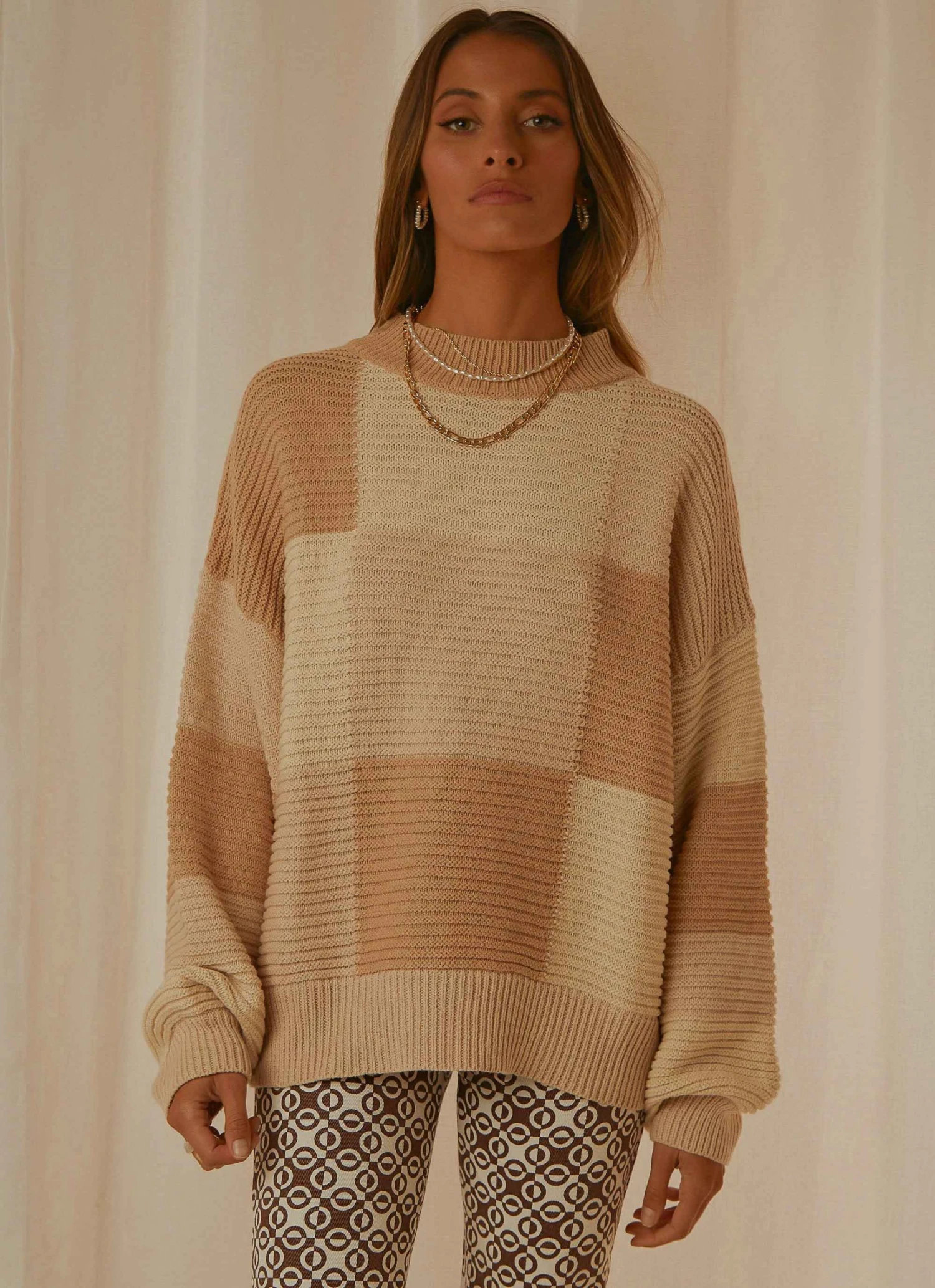 Peppermayo Exclusive Tulum Nights Knit Jumper - Neutral Patchwork 3 Peppermayo Exclusive Tulum Nights Knit Jumper - Neutral Patchwork