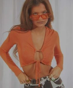 Peppermayo Exclusive Burleigh Long Sleeve Crop - Orange