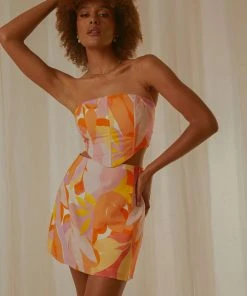 Peppermayo Exclusive Creative Culture Linen Bustier Top - Paloma