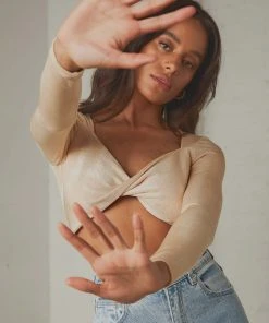 Peppermayo Superlove Crop Top - Beige New & Most Loved