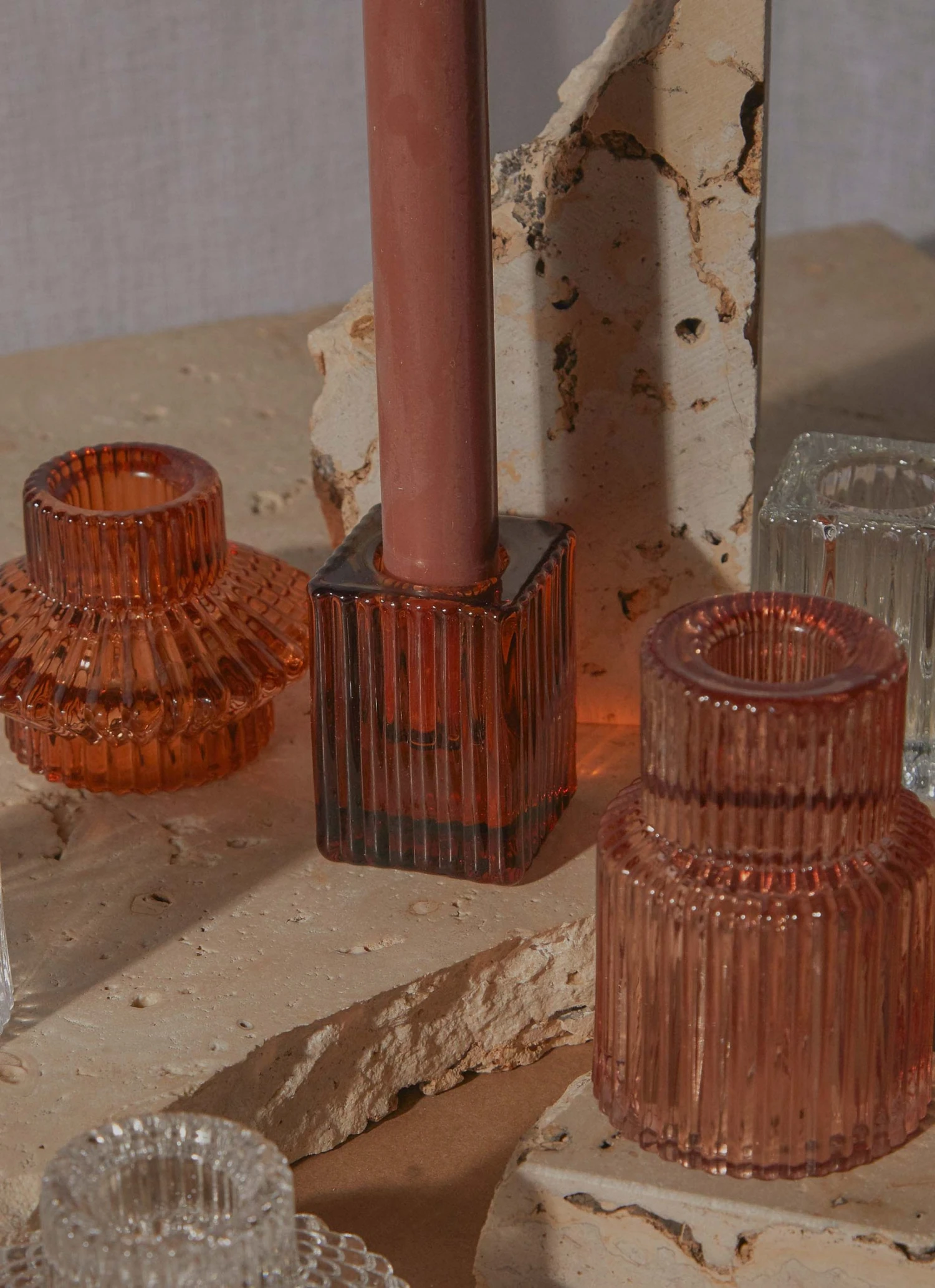 Candle Co Enzo Vintage Taper Holder - Amber New & Most Loved 1 Candle Co Enzo Vintage Taper Holder - Amber New & Most Loved