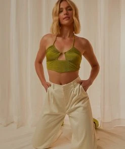 Peppermayo Dancing On Tables Crop Top - Green