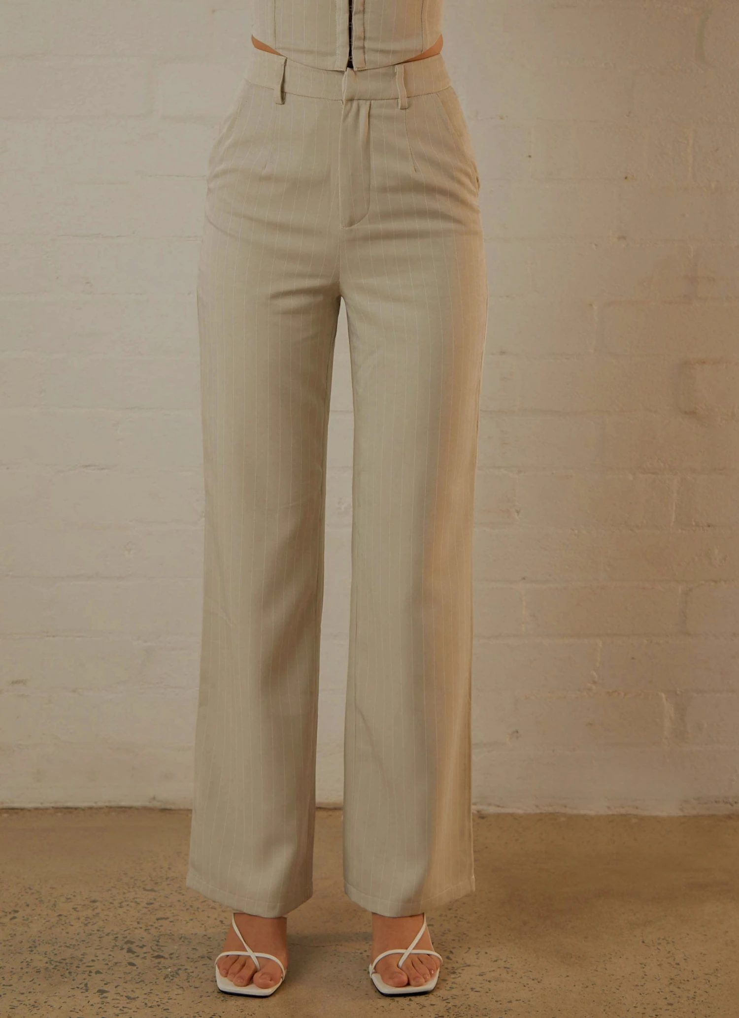 Peppermayo Exclusive Mia Suit Pants - Stone Pinstripe 3 Peppermayo Exclusive Mia Suit Pants - Stone Pinstripe