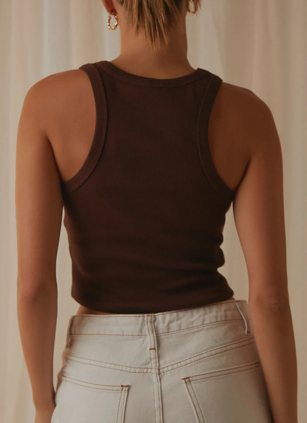 Peppermayo Exclusive Blank Canvas Ribbed Tank - Choc Brown 4 Peppermayo Exclusive Blank Canvas Ribbed Tank - Choc Brown