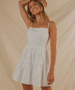 Peppermayo Exclusive Love Signs Linen Mini Dress - White New & Most Loved