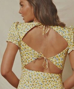 Peppermayo Late Lunch Floral Mini Dress - Yellow Floral New Dresses