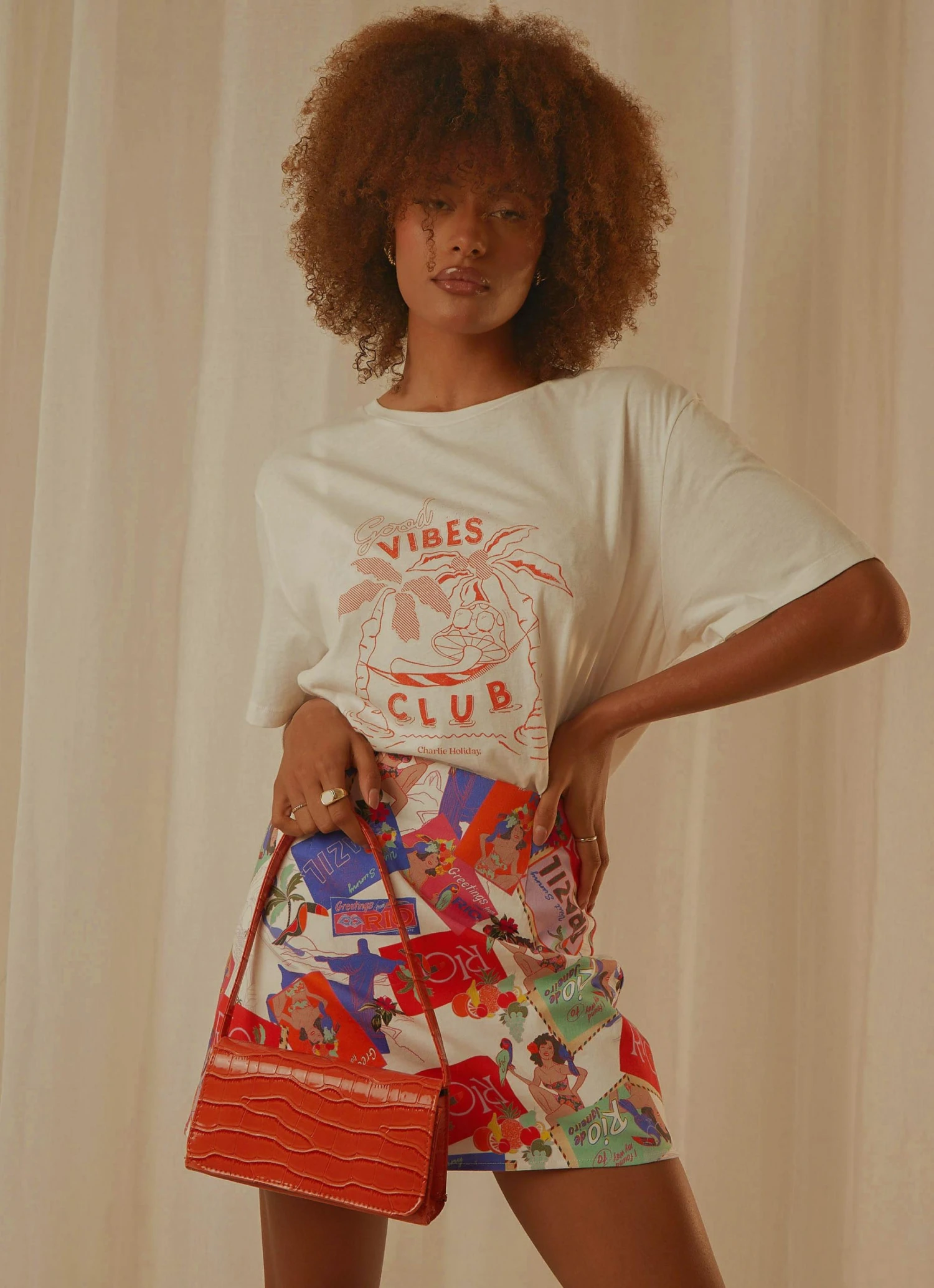 Charlie Holiday Good Vibes Club Boyfriend Tee - White 4 Charlie Holiday Good Vibes Club Boyfriend Tee - White