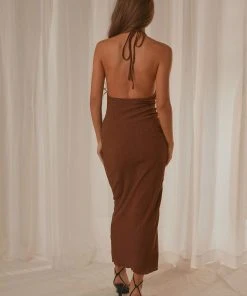 Peppermayo Exclusive Avoca Halter Maxi Dress - Choc Brown 11 Peppermayo Exclusive Avoca Halter Maxi Dress - Choc Brown