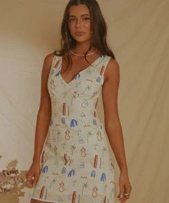 Peppermayo Exclusive Audrey Vintage Linen Slip Dress - Santorini New & Most Loved