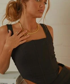 Peppermayo Exclusive Pastel Skies Bustier Top - Black - Pre-Order New & Most Loved