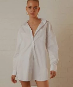 Peppermayo Exclusive Downtown Love Shirt Dress - White New & Most Loved 8 Peppermayo Exclusive Downtown Love Shirt Dress - White New & Most Loved