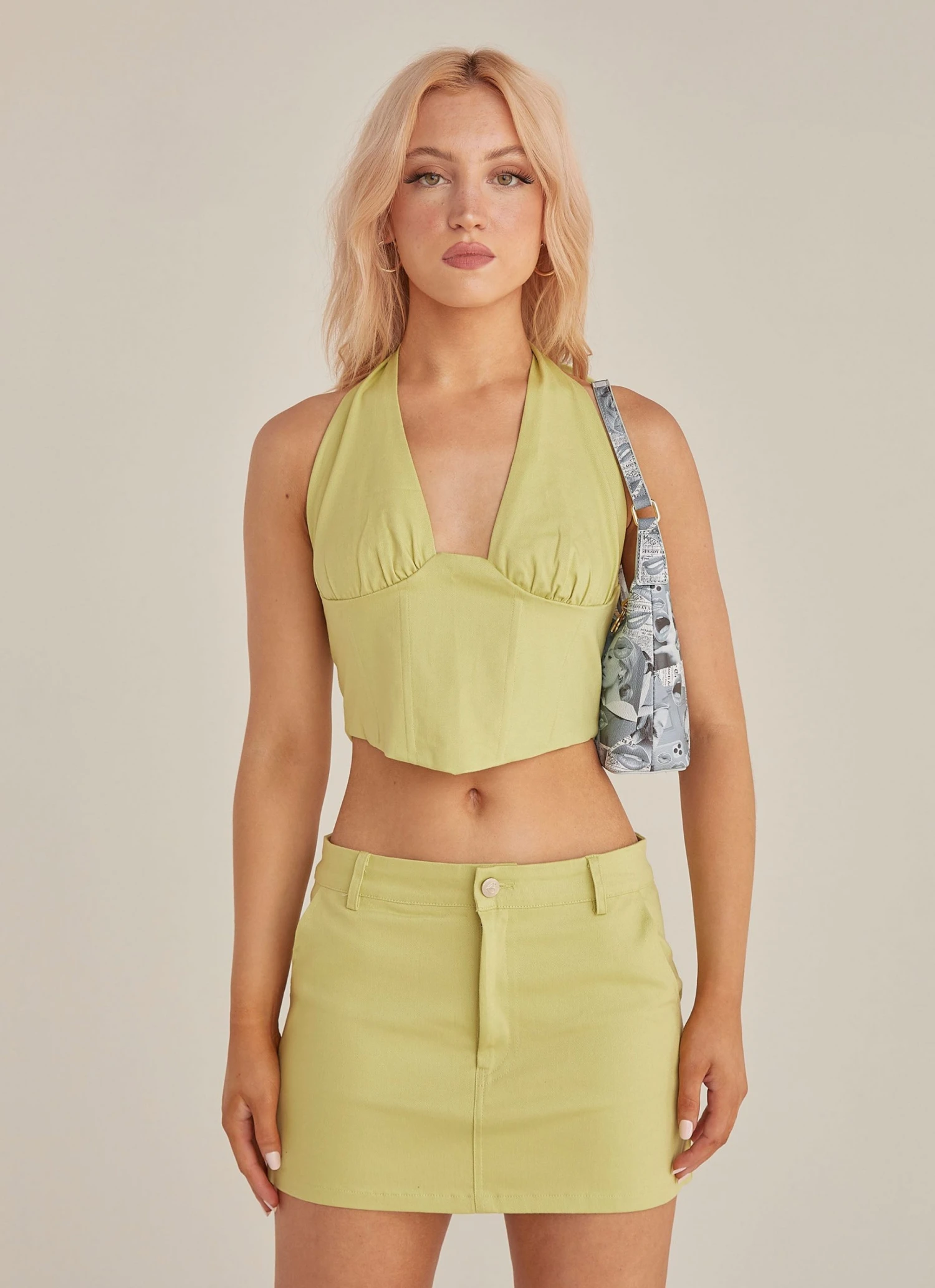 Riley Hubatka X Peppermayo Feel The Sun Drill Mini Skirt - Sage New & Most Loved 3 Riley Hubatka X Peppermayo Feel The Sun Drill Mini Skirt - Sage New & Most Loved