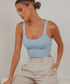 Peppermayo In Her Eyes Knit Crop - Blue