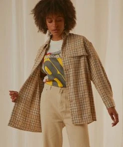 4th & Reckless New & Most Loved Coralie Shirt - Beige And White Check
