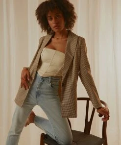 4th & Reckless Kiva Blazer - Brown Check New & Most Loved