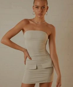 Peppermayo Exclusive Mia Tube Dress - Stone Pinstripe New & Most Loved 8 Peppermayo Exclusive Mia Tube Dress - Stone Pinstripe New & Most Loved