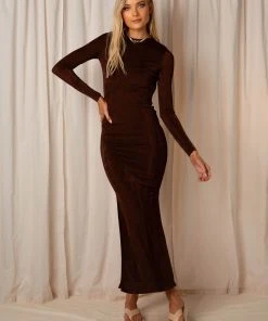Peppermayo Exclusive Arms Around You Maxi Dress - Chocolate