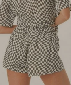 Vacancy Supply New & Most Loved Turbocharge Organic Linen Shorts - Charcoal - White