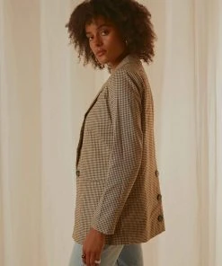 4th & Reckless Kiva Blazer - Brown Check New & Most Loved 8 4th & Reckless Kiva Blazer - Brown Check New & Most Loved