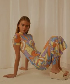 Peppermayo Exclusive Into The City Mesh Maxi Dress - Retro Swirl