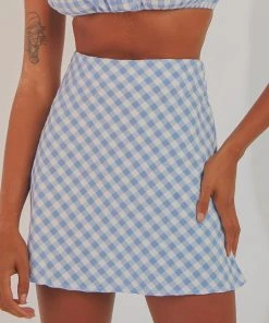 Peppermayo New & Most Loved Acting Like That Mini Skirt - Blue Gingham