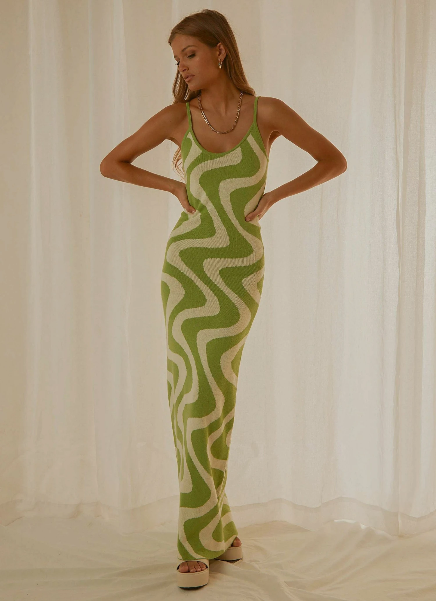 Peppermayo Exclusive Cali Sweetheart Knit Maxi Dress - Lime Wave New & Most Loved 3 Peppermayo Exclusive Cali Sweetheart Knit Maxi Dress - Lime Wave New & Most Loved