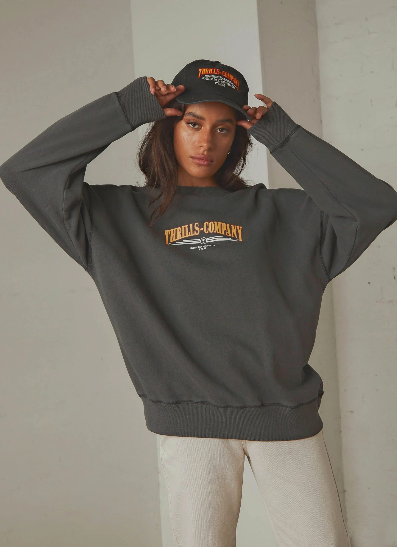 Thrills Underline Slouch Crew - Merch Black 2 Thrills Underline Slouch Crew - Merch Black