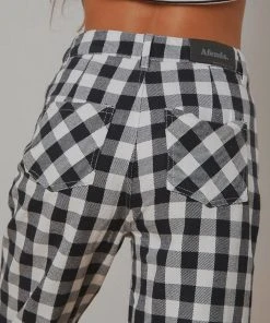Afends New & Most Loved Gingham Twill Shelby Wide Leg Pant - Black/ White