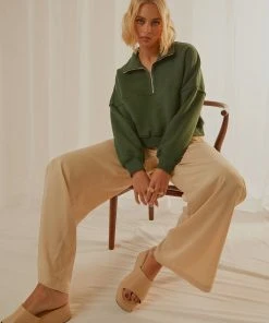 Peppermayo Exclusive Naya Quarter Zip Jumper - Forest Green