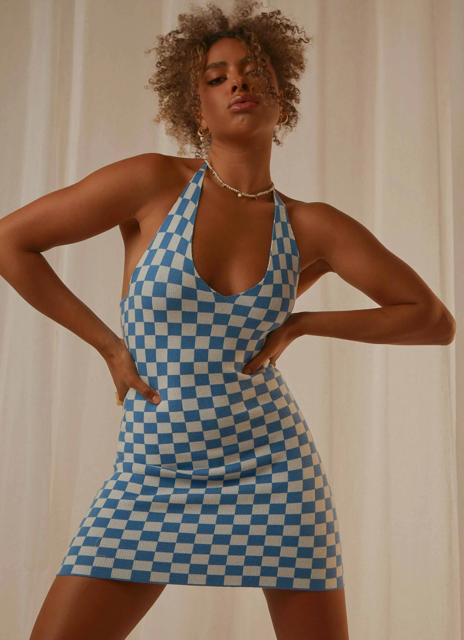 Peppermayo To The Limit Knit Halter Dress - Blue 1 Peppermayo To The Limit Knit Halter Dress - Blue