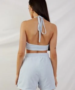 Peppermayo Exclusive New & Most Loved Positano Terry Crop - Blue