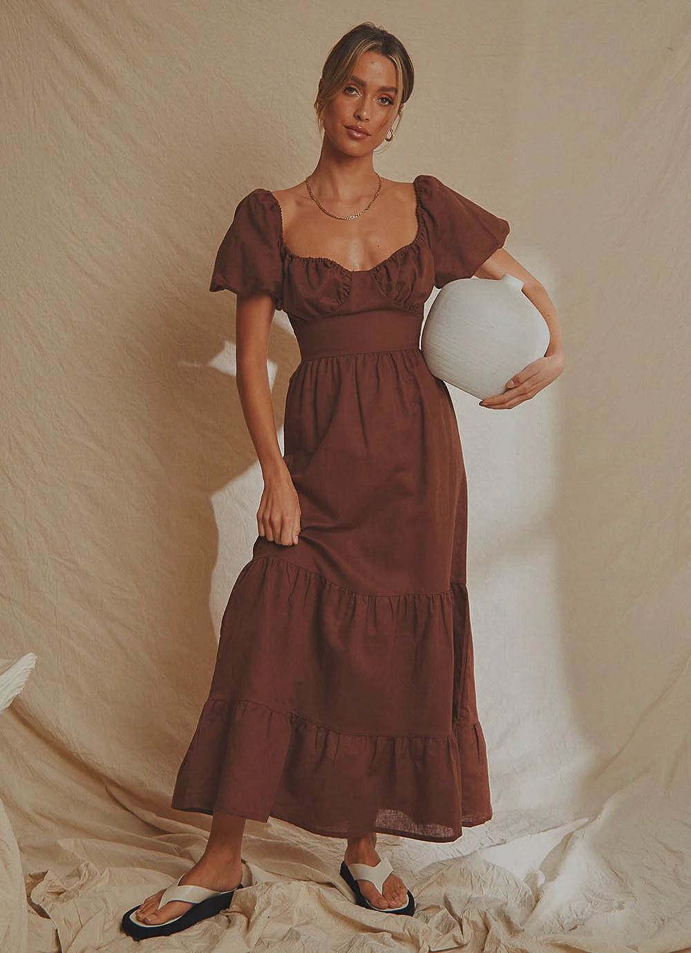 National Breast Cancer Foundation X Peppermayo New & Most Loved Europe Local Linen Maxi Dress - Choc Brown 1 National Breast Cancer Foundation X Peppermayo New & Most Loved Europe Local Linen Maxi Dress - Choc Brown