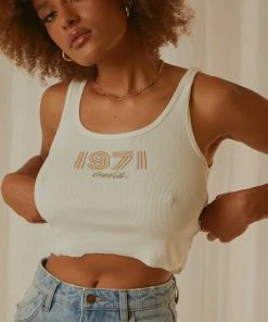 Rolla's New & Most Loved Coke 1971 Unity Crop Tank - Vintage White