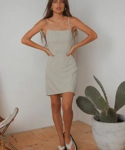 Peppermayo Daisies Gingham Mini Dress - Green New & Most Loved