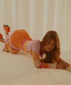 Peppermayo Exclusive Love Ride Crochet Maxi Dress - Sunset Stripe - Pre-Order New & Most Loved