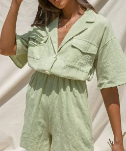 Peppermayo Along The Coast Playsuit - Sage