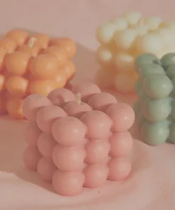 Manara Home New Accessories Bubble Cube Candle - Pink