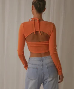 Peppermayo Exclusive Out All Night Crop - Orange New Tops