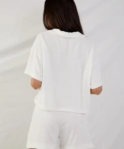 Peppermayo Exclusive Provence Collared Terry Top - White New & Most Loved