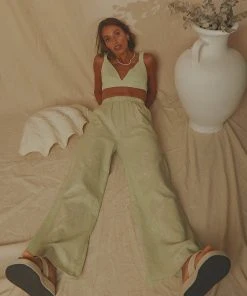 Peppermayo Exclusive Isola Linen Pants - Sage
