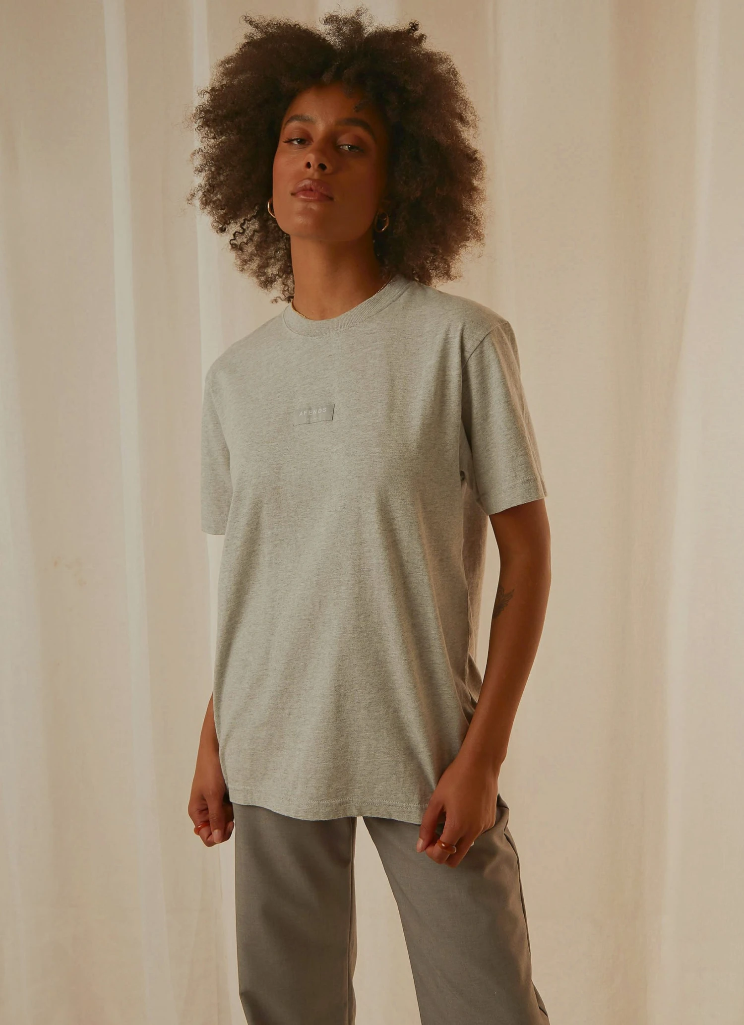 Afends New & Most Loved Society Unisex Retro Fit Tee - Grey Marle 3 Afends New & Most Loved Society Unisex Retro Fit Tee - Grey Marle