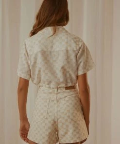 Cools Club Safari Tie Top - Sand Checker New & Most Loved 9 Cools Club Safari Tie Top - Sand Checker New & Most Loved