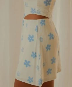 Peppermayo Exclusive New & Most Loved Springtime Picnics Mini Skirt - Blue Vista Floral