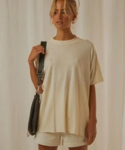 Afends Slay Hemp Oversized Tee - Cream New & Most Loved