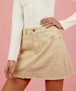 Peppermayo Fade Away Denim Skirt - Beige