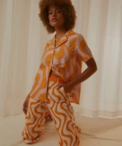 Peppermayo Exclusive Feels Like Sunday Shirt - Orange Wave New & Most Loved