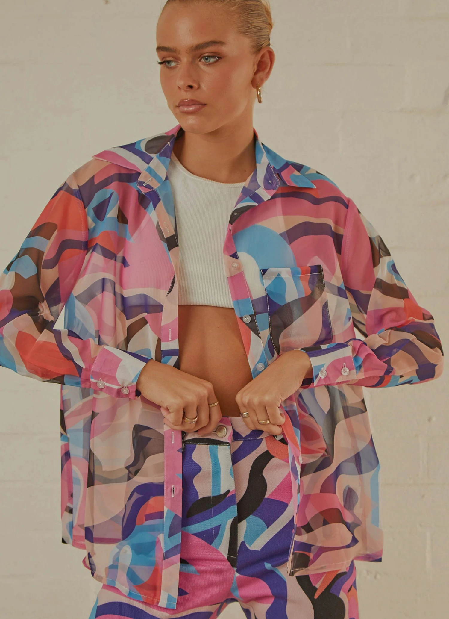 Peppermayo Exclusive Trippy Long Sleeve Sheer Shirt - 80s Retro New & Most Loved 2 Peppermayo Exclusive Trippy Long Sleeve Sheer Shirt - 80s Retro New & Most Loved